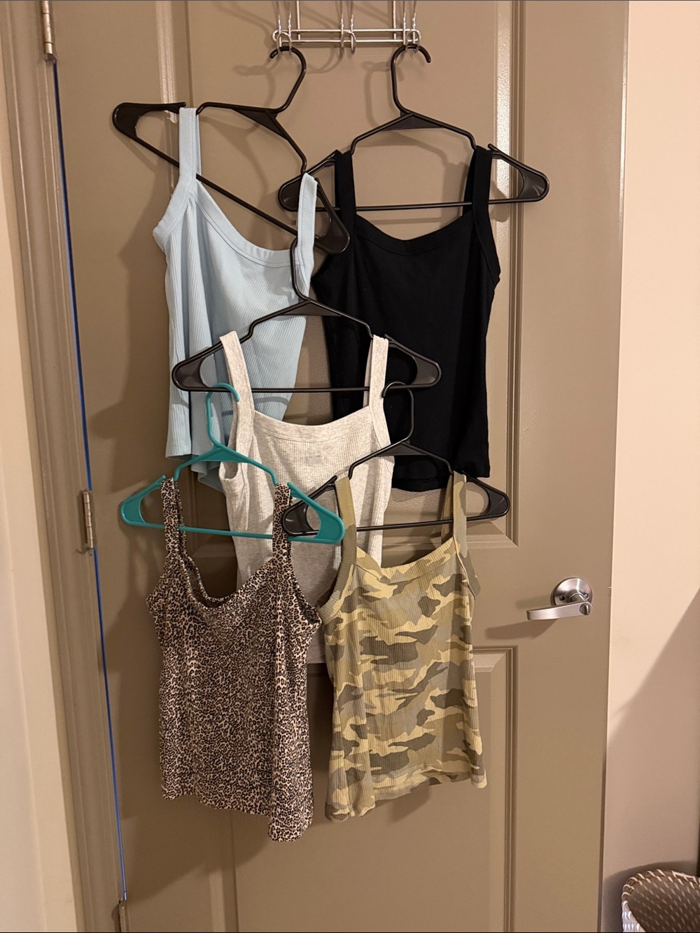 American Eagle Outfitters Black, Light Blue, Cream, Leopard & Camo Tank Top Pack